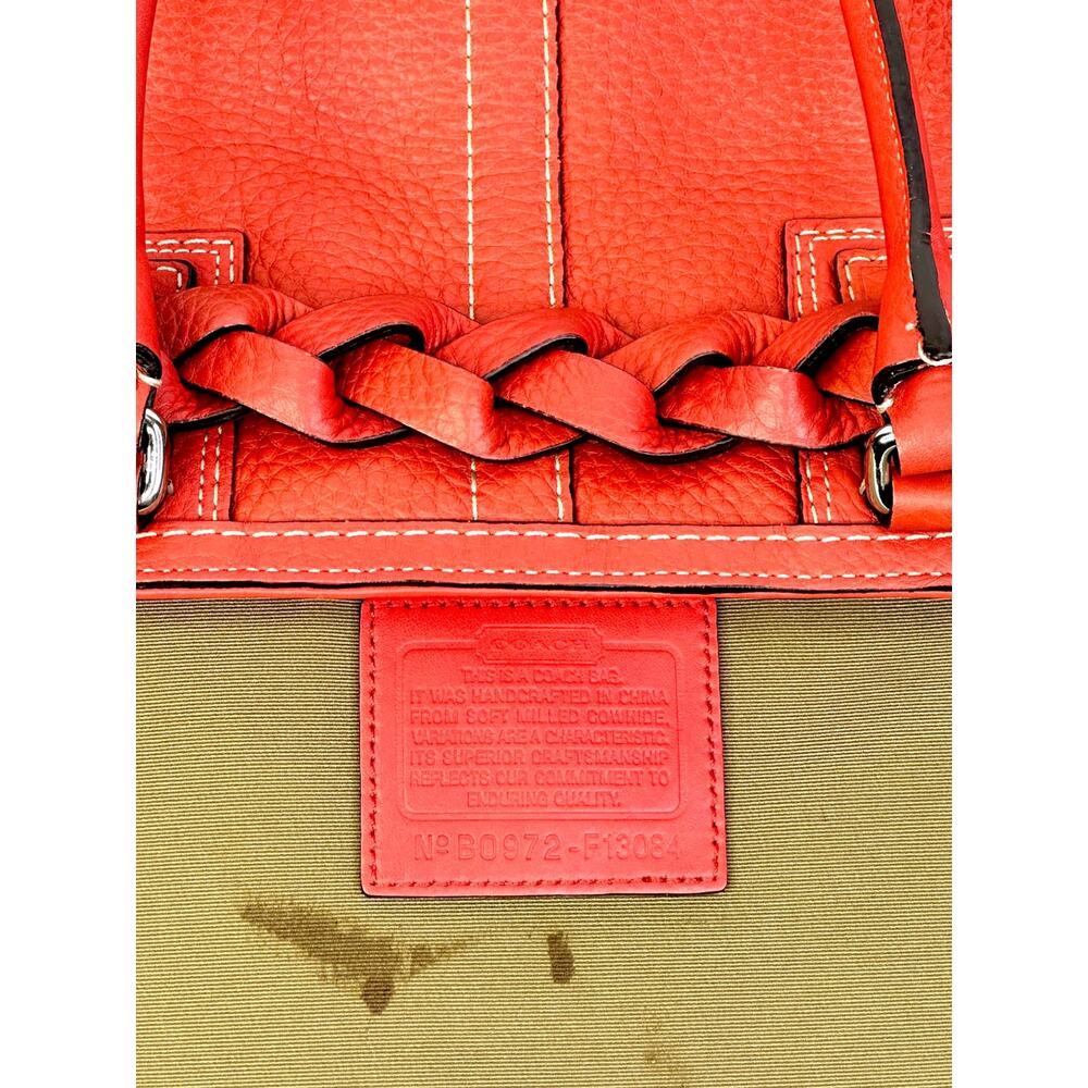 Vintage Coach Hamptons Braided Pebbled Leather Shoulder Bag W/ Red Tassel - Picture 15 of 16